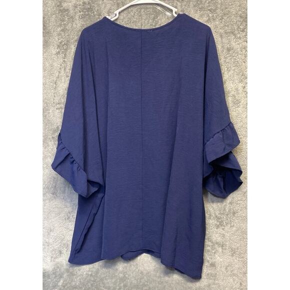 Andree By Unit Navy Ruffle Sleeve Top Women’s Plus Size 3X NWT - Picture 3 of 6